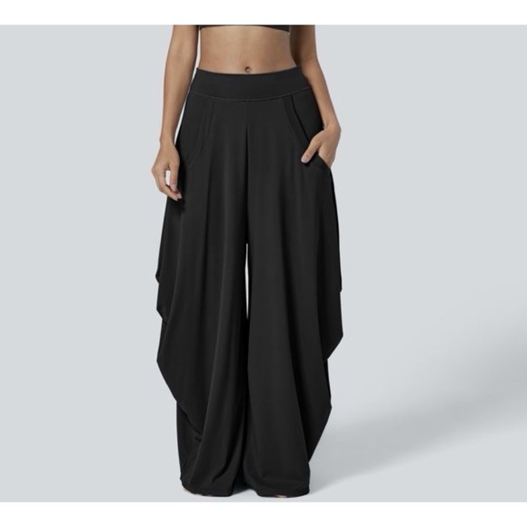 HALARA Other - Halara Mid Rise Draped Wide Leg Pants Women's Pockets Casual Stretch Small Reg
